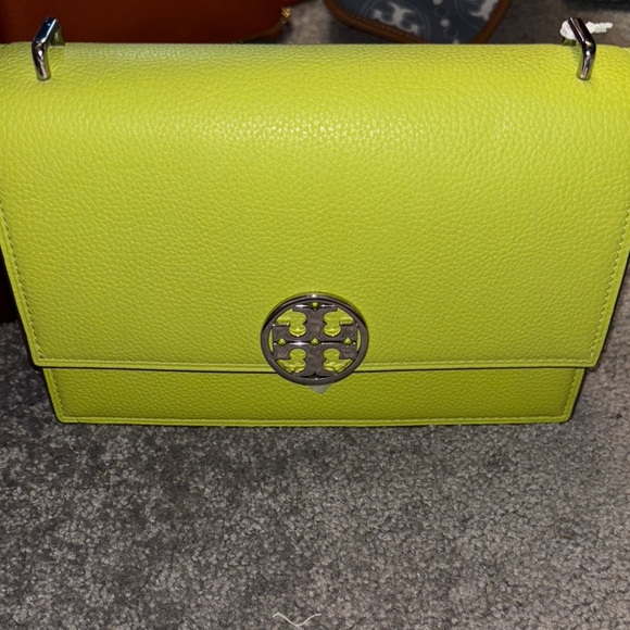 Tory Burch Green Crossbody Bag with Gold-Toned Logo
